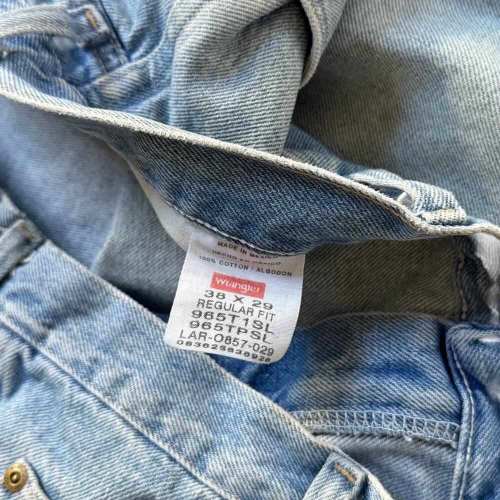 Vintage 90s Wrangler 965 Jeans Mens 36x29 Made in USA Regular Fit Light Wash - Picture 7 of 7